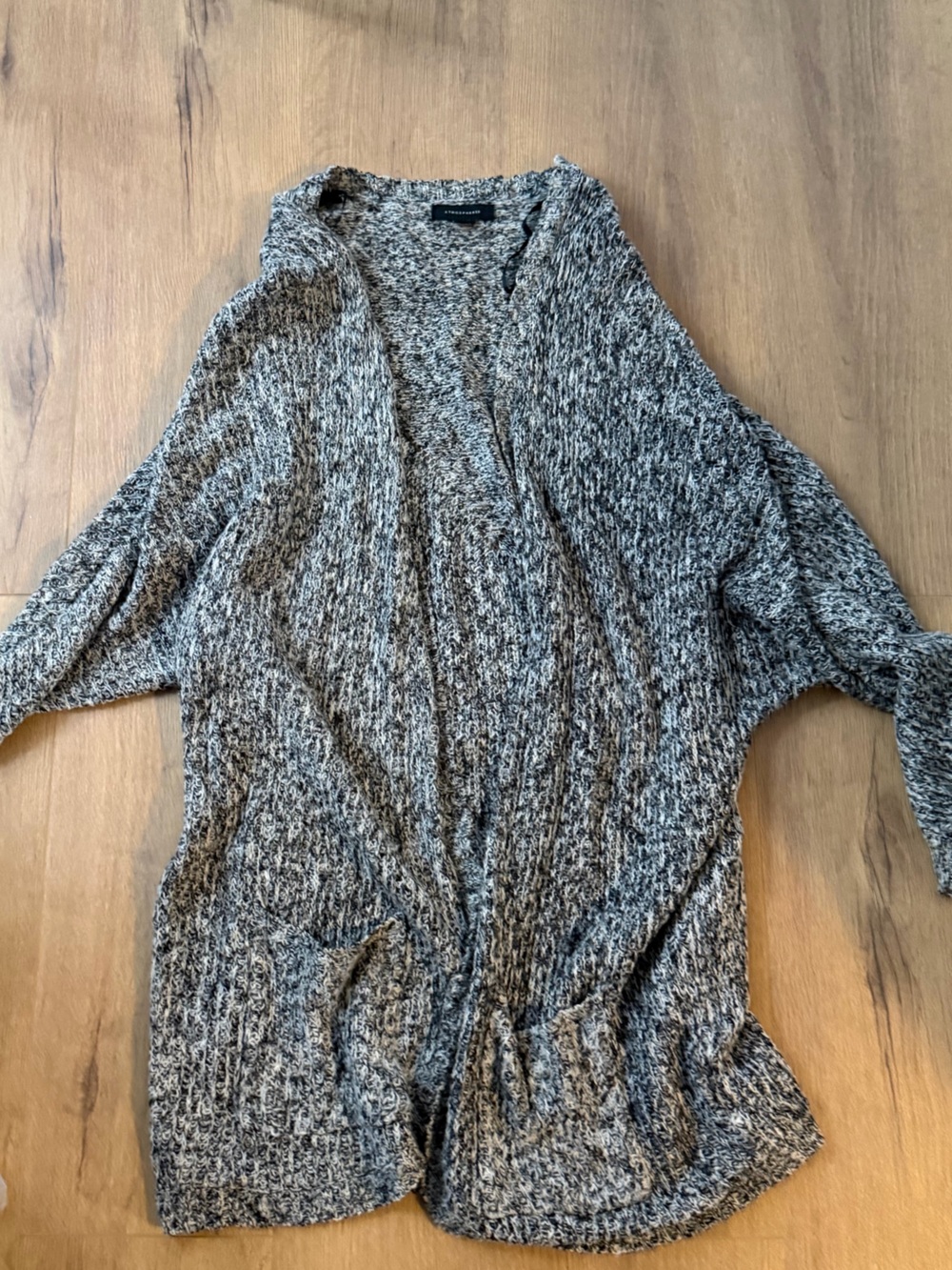 Atmosphere Marled Open-Front Cardigan - Gray & Black